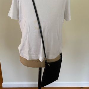 Black Canvas Fendi Crossbody Bag w Leather Straps